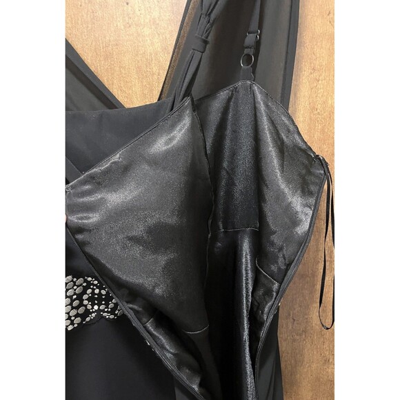 Jacques Vert Empire Evening Dress Womens Size 12 Black Embellished Chiffon - Picture 4 of 9